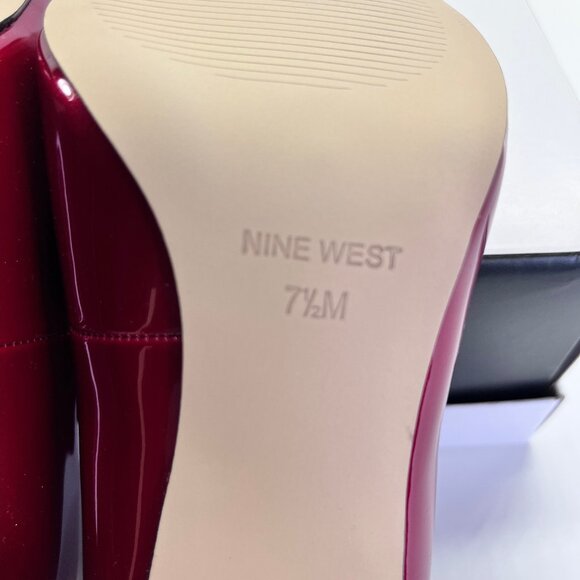 Nine West Faras Slip-On Stiletto Pumps Size 7.5M Red Patent Faux Leather - Picture 13 of 16